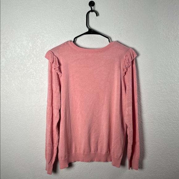 Madison + Hudson Pink Ruffled Women's Sweater Crew Neck Long Sleeve Sz XL Chic - Picture 9 of 10